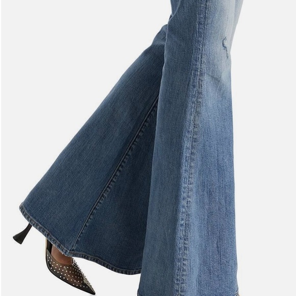 7 For All Mankind BEAUTY DENIM MEGA FLARE IN MARIBEL High-rise Blue Jeans 26 - Picture 5 of 10